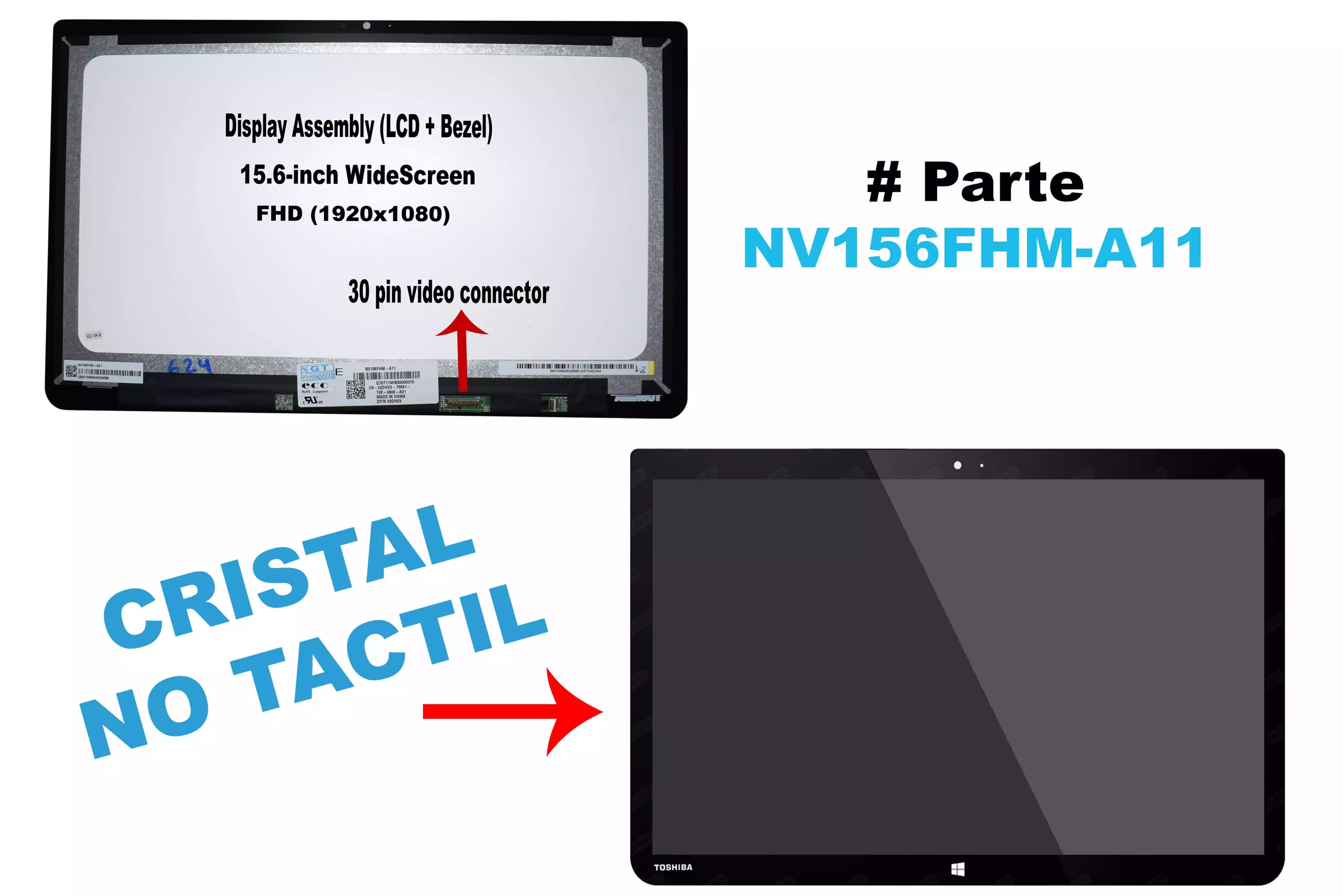 PANTALLA TOSHIBA P55W SERIES P55W-B5112 CRISTAL NO TACTIL — imagen 1