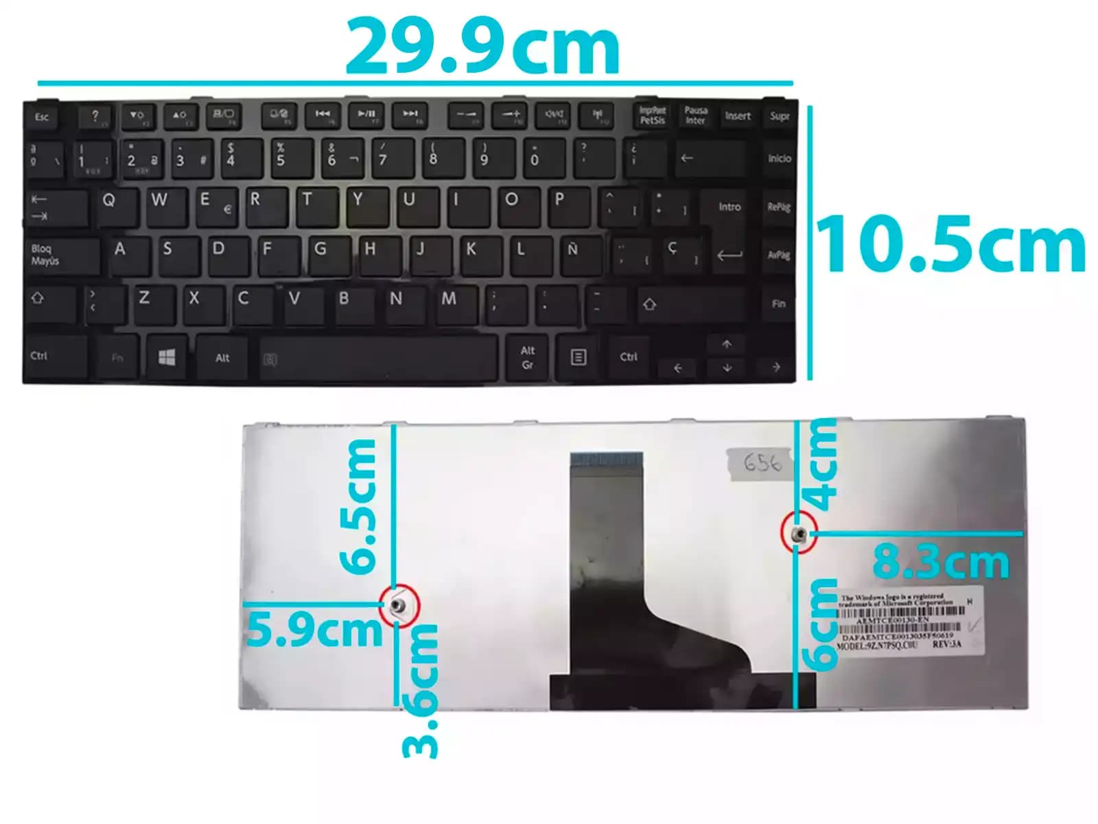 TECLADO TOSHIBA C45 NEGRO SP — imagen 1