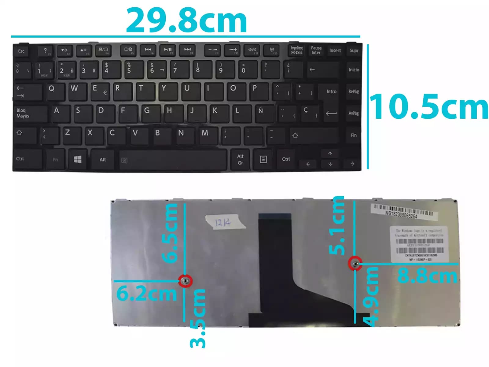 TECLADO TOSHIBA C45 L40-A L40D GLOSS SP — imagen 1