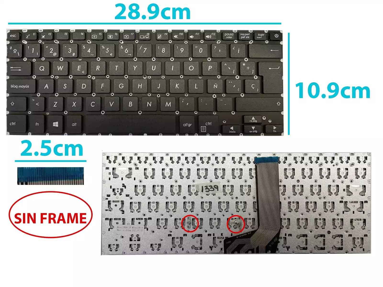 TECLADO ASUS X405U (BOTON POWER EN SP) — imagen 1