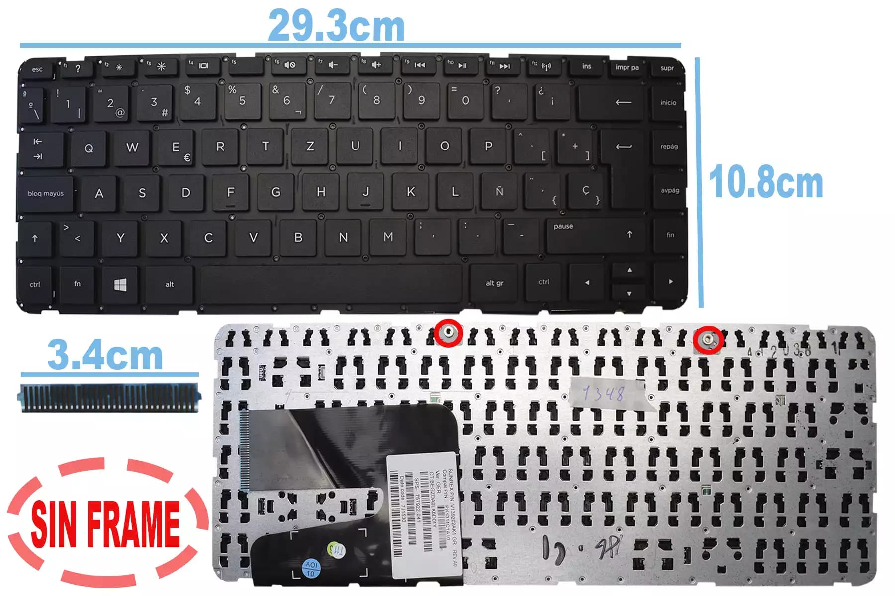 TECLADO HP 14-E / 14-F SIN FRAME (2 SOPORTES) SP — imagen 1