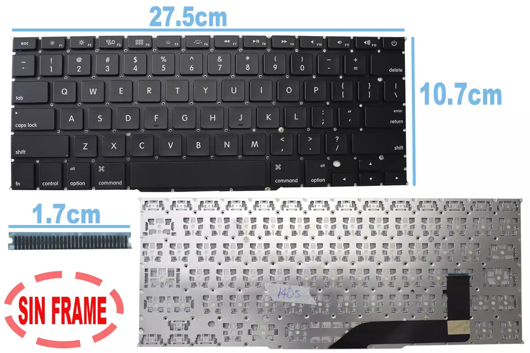 TECLADO APPLE MACBOOK PRO 15 A1398 2013 TO 2015 SIN FRAME US — imagen 1