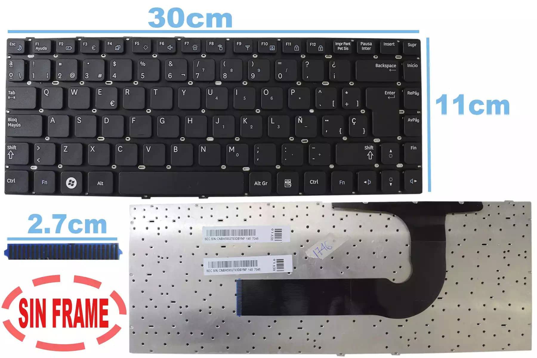 TECLADO SAMSUNG QX411 X330 SF410 QX412 QX410 QX310 Q430 Q410 Q330 P330 SIN FRAME SP — imagen 1