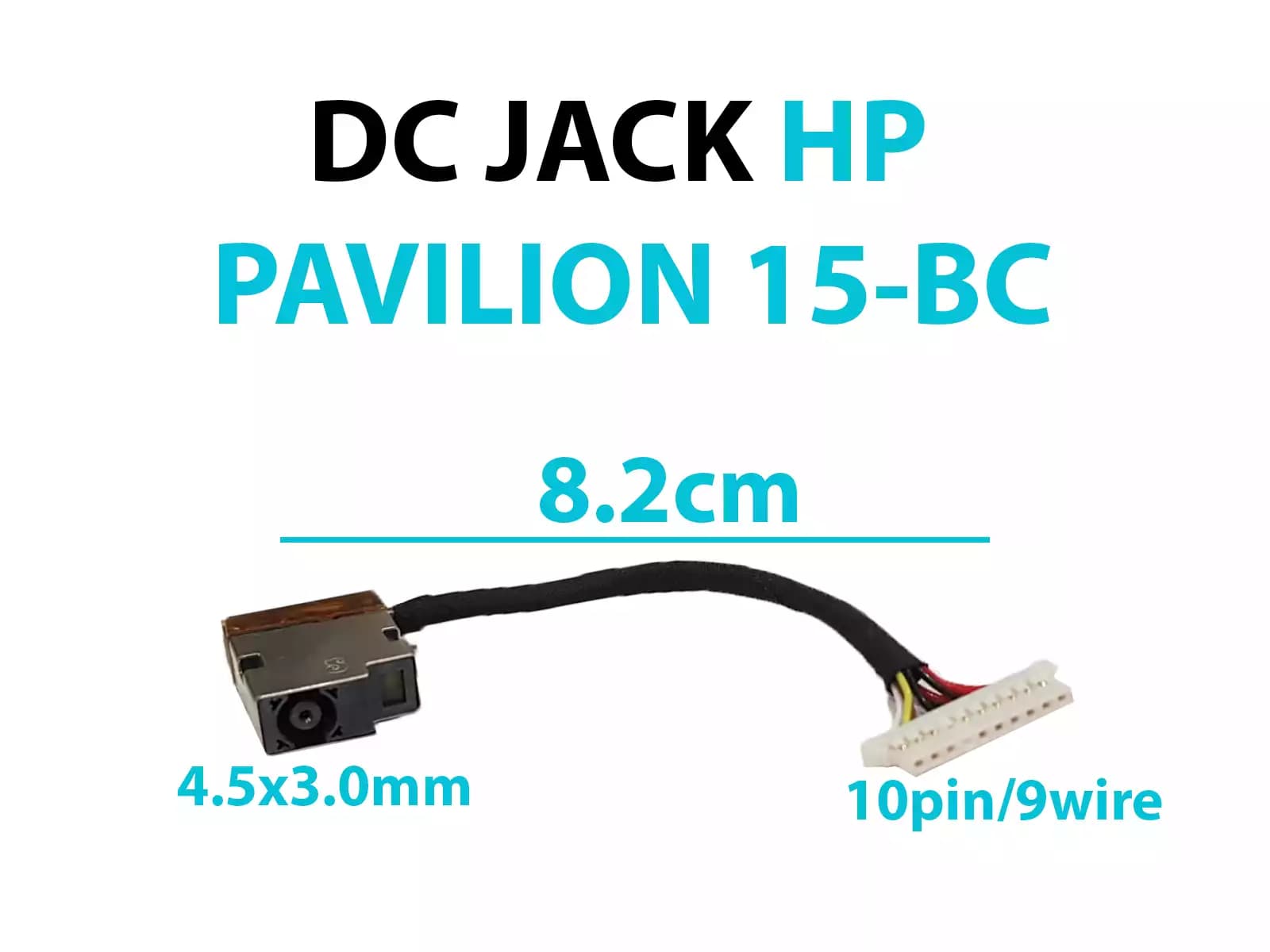 DC JACK HP PAVILION 15-BC 9 PINES CON CABLE LARGO 8.2 CM — imagen 1