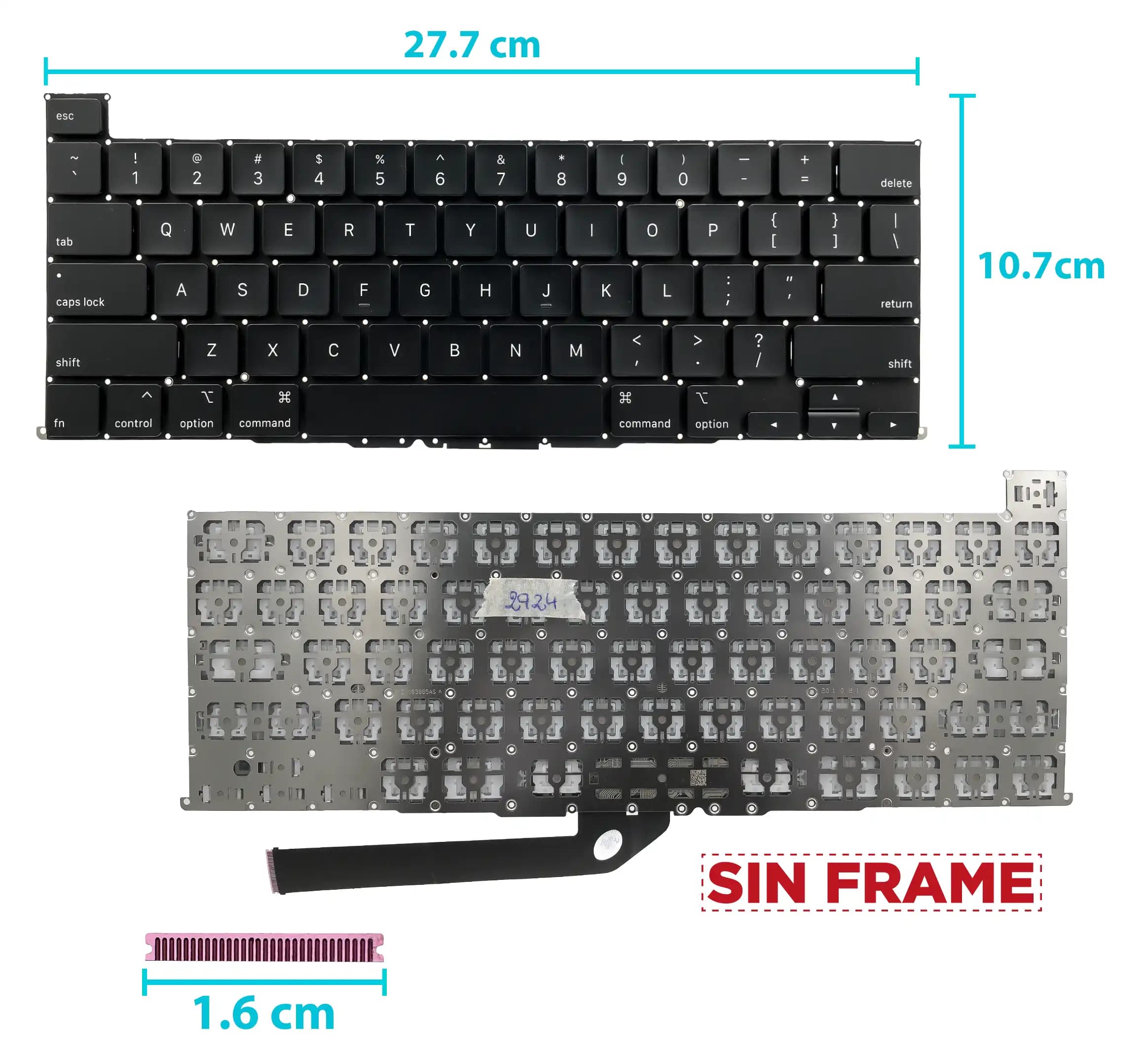 TECLADO APPLE MACBOOK PRO 16 A2141 YEAR 2019 SIN FRAME US — imagen 1
