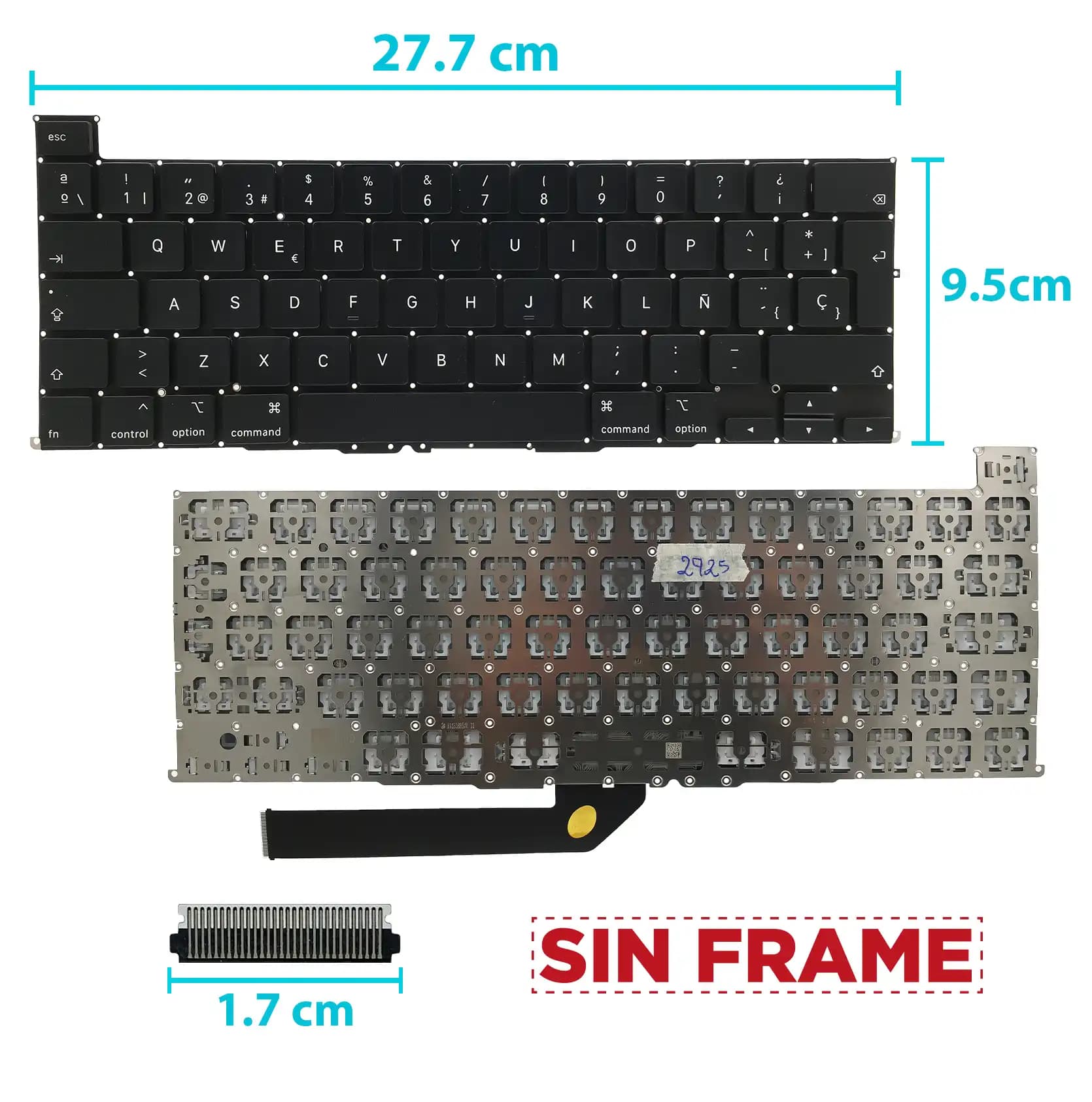 TECLADO APPLE MACBOOK PRO 16 A2141 YEAR 2019 SIN FRAME SP — imagen 1