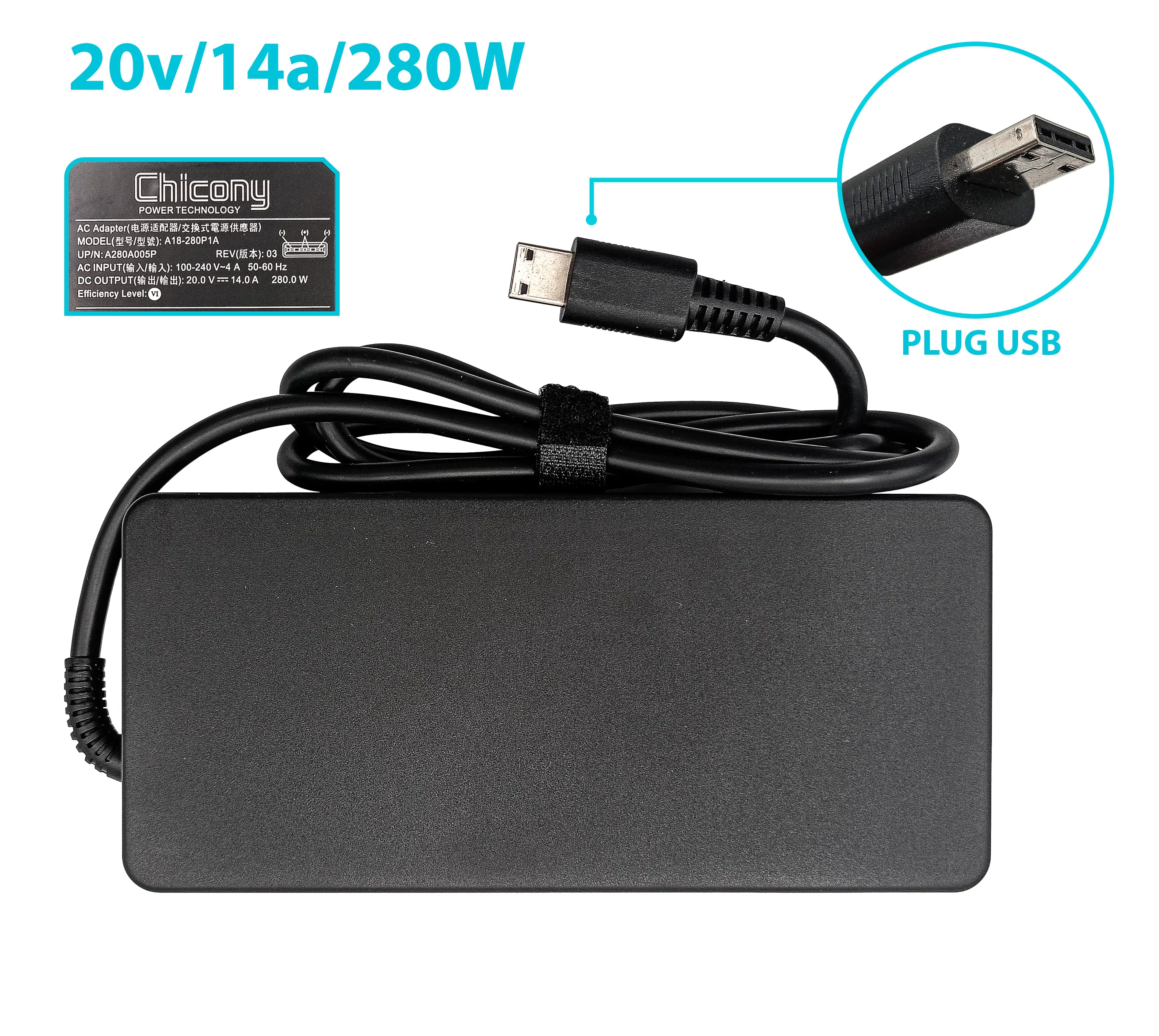 CARGADOR CHICONY 20v/14a/280W PLUG USB *ORIGINAL* — imagen 1