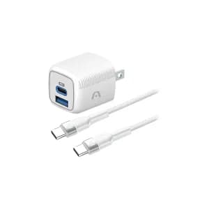 WALL CHARGER DUAL ARGOM VOLTA P40 FAST CHARGE 2 CONT. TYPE-C USB-A W-CABLE BLANCO — imagen 2