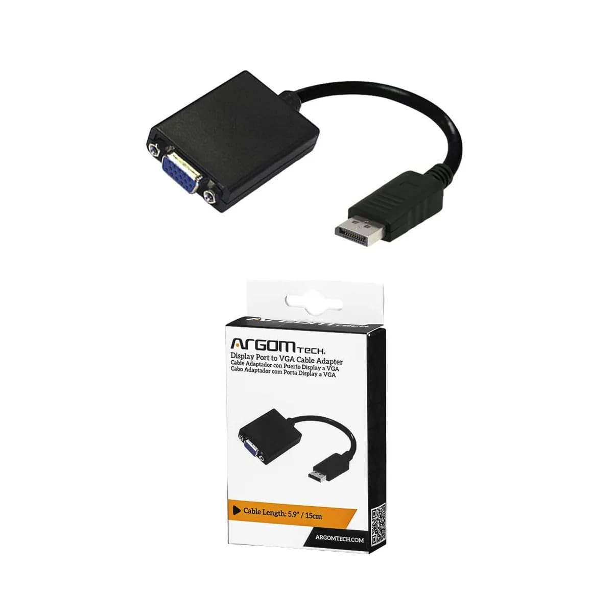 CABLE ARGOM DISPLAY PORT TO VGA 15CM NEGRO — imagen 3