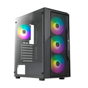CASE AZZA FIGTHER AZ-290 Gaming Vidrio-Templado 7Slots 4 Ven. 2USB2.0 USB-3.0 RGB Mid Tower Black — imagen 1