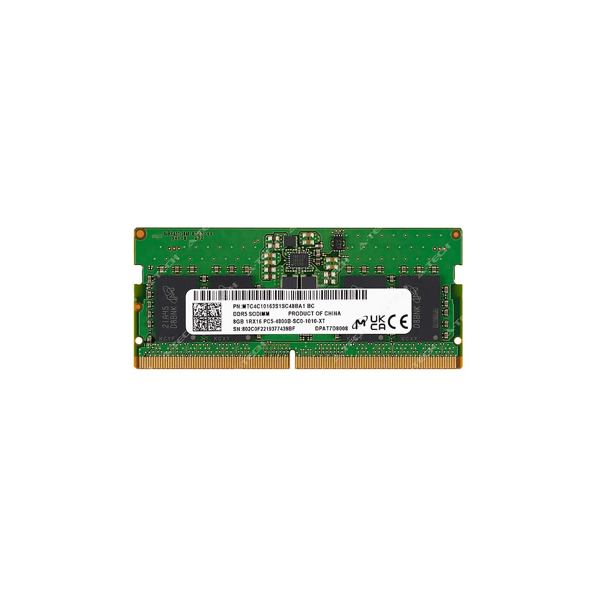 SO-DIMM MICRON 8GB DDR5-4800Mhz PC5-38400 1RX16 CL40 1.1V 262-Pin — imagen 3