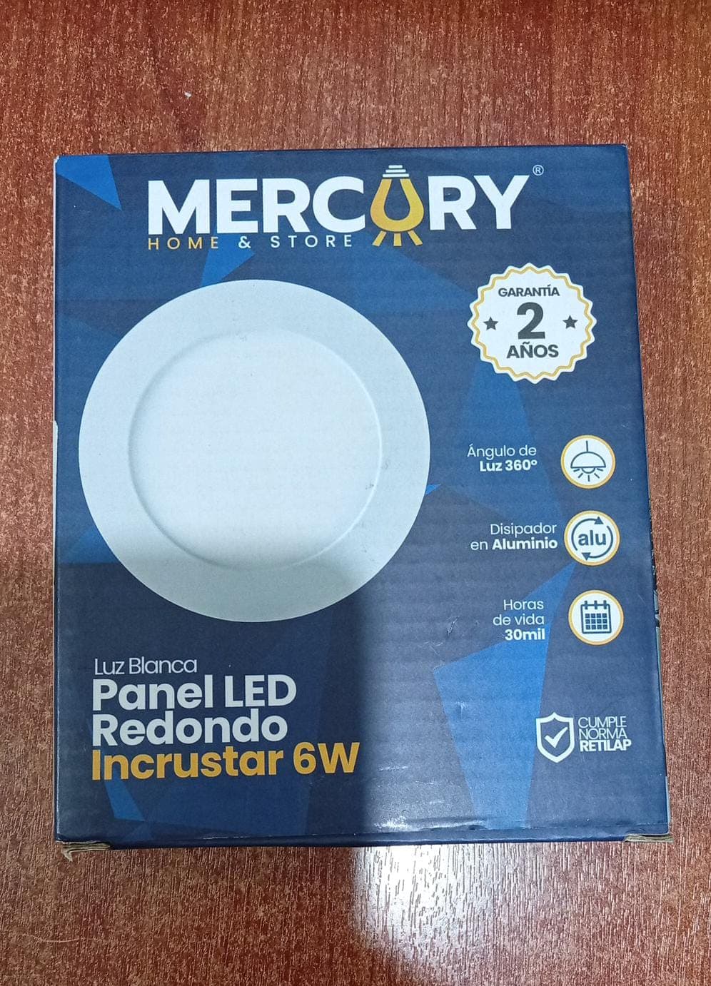 4 Paneles LED Redondo 6W Empotrable Mercury IPL03 Luz Blanca (Nuevo) — imagen 1