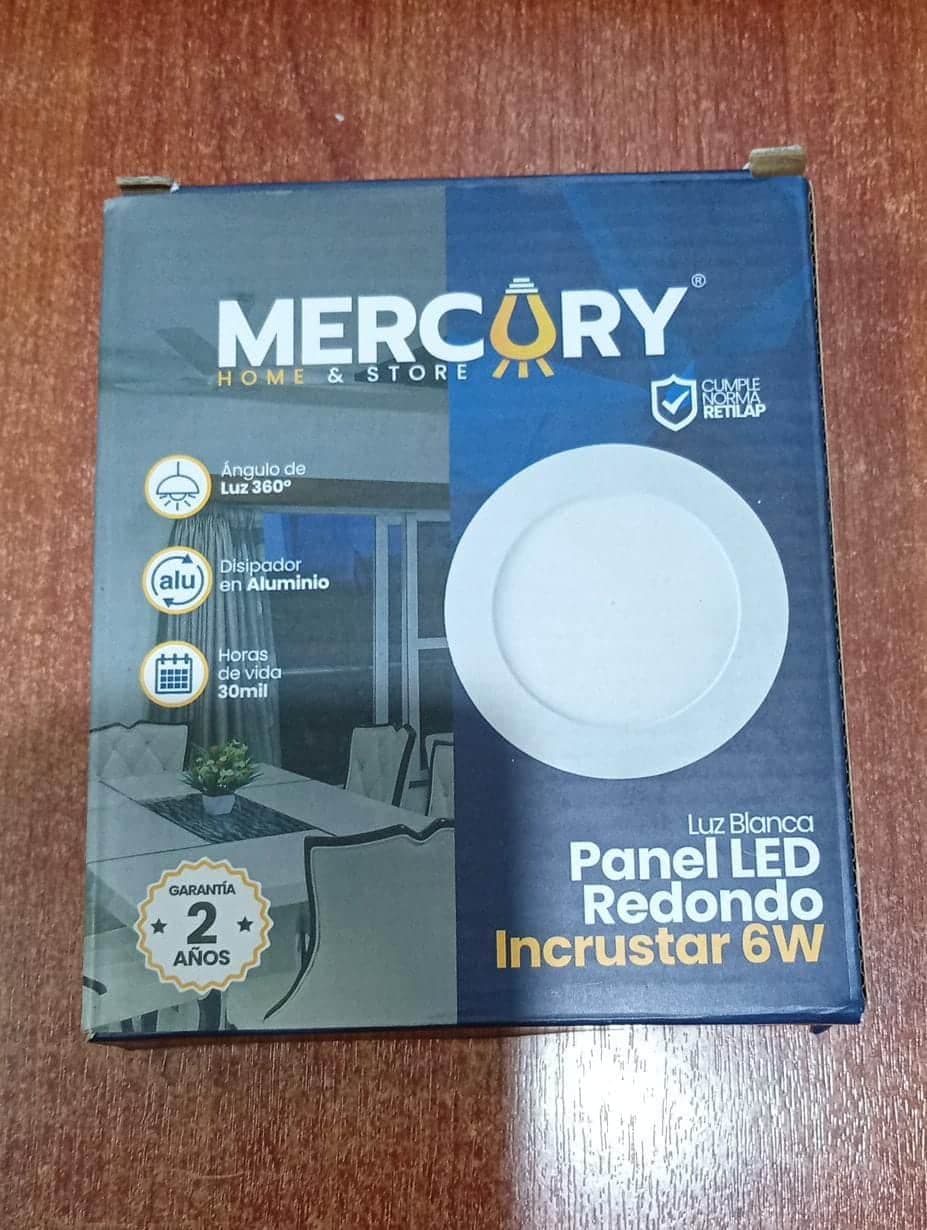 4 Paneles LED Redondo 6W Empotrable Mercury IPL03 Luz Blanca (Nuevo) — imagen 2