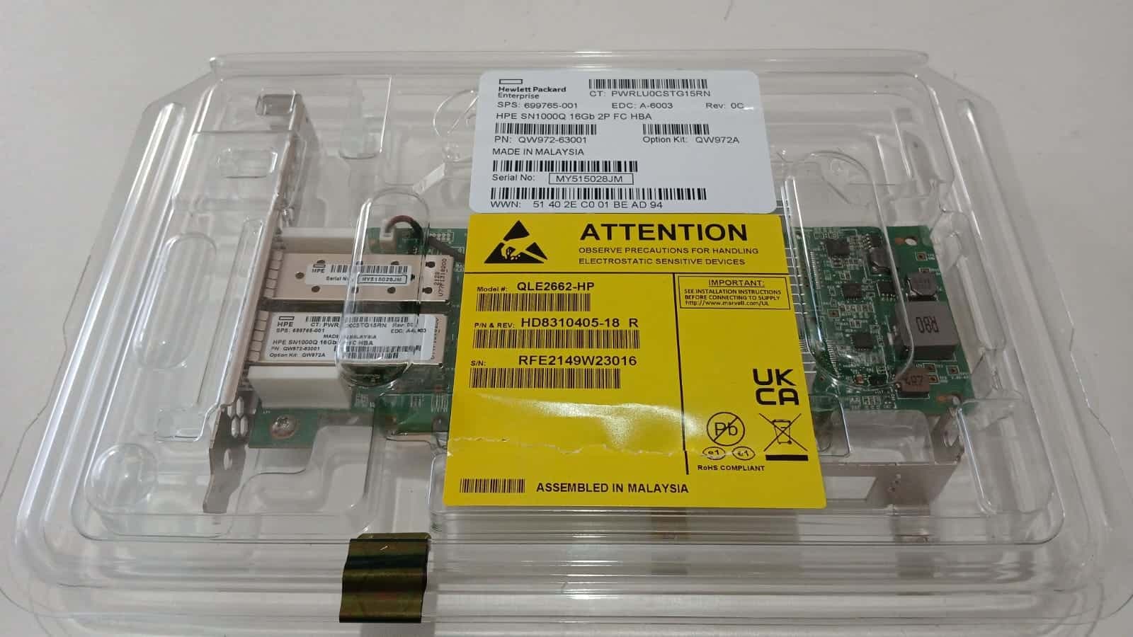 ADAPTADOR HBA HP SN1000Q 16GB DUAL PORT FIBRE CHANNEL QW972A QLE2662 — imagen 1