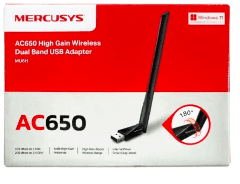 Adaptador USB Wi-Fi MERCUSYS MU6H AC650 Alta Ganancia Dual Band (200+433 Mbps) — imagen 1