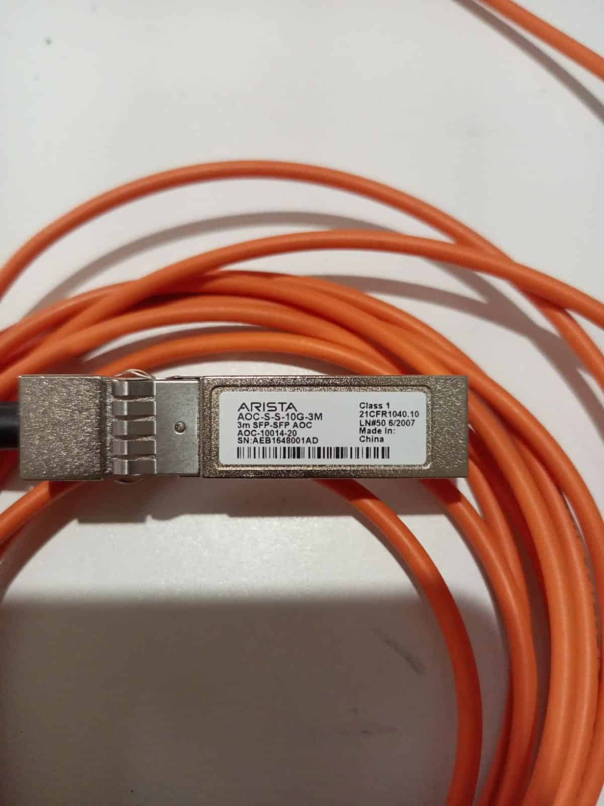 Arista AOC-S-S-10G-3M | Cable Óptico Activo 10Gbps SFP+ 3m — imagen 1