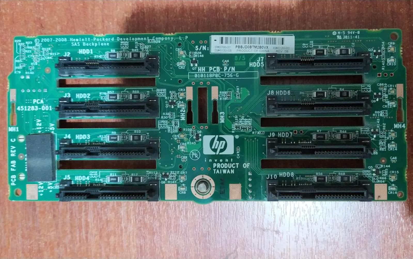 Backplane SAS HP ProLiant DL380 G6/G7 8 Bahías SFF (P/N 010118P0C‑756‑G / 507690‑001) — imagen 1