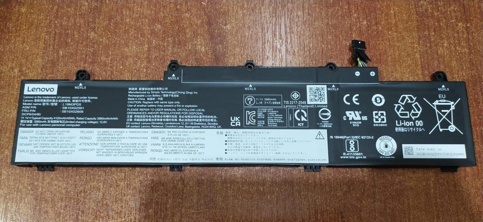Batería interna LENOVO L19M3PD5 45Wh 11.1V para THINKPAD E14/E15 GEN 2/3/4 — imagen 1