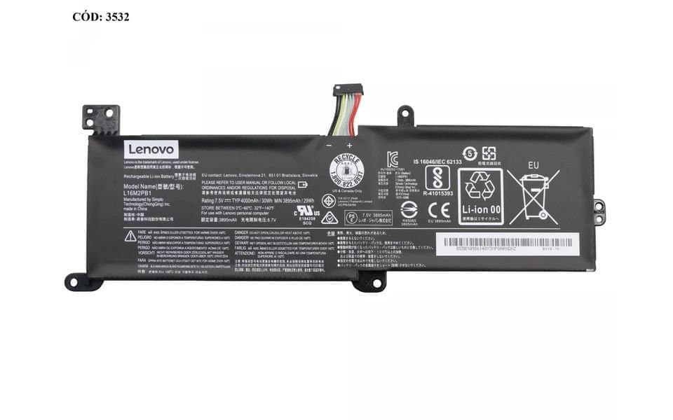 BATERÍA LENOVO L16C2PB2‑L16M2PB1 INTERNA PLANA 7,5 V 30 Wh IdeaPad 320/330 — imagen 1