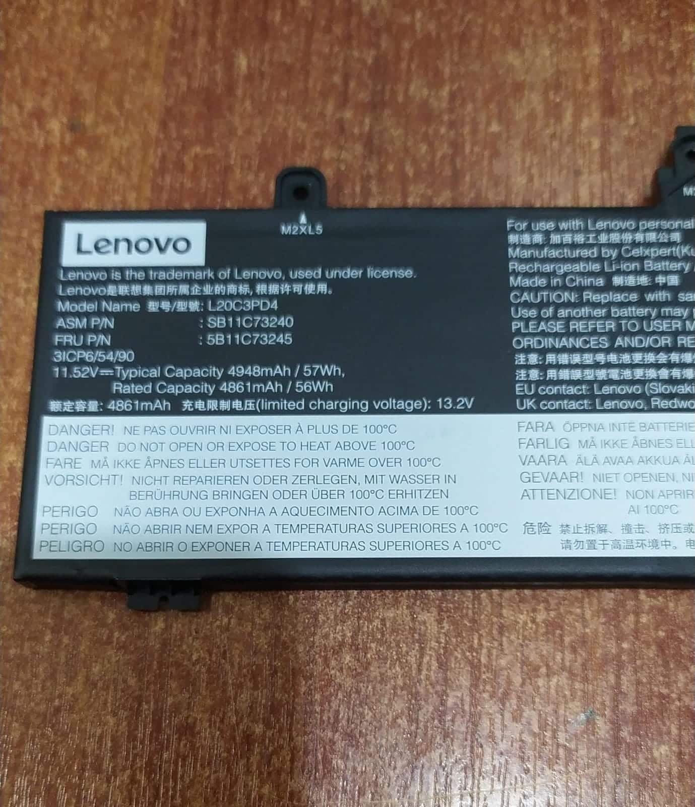 Batería Lenovo L20C3PD4 57Wh 11.52V Li-Polymer Compatible con ThinkPad E14/E15 Gen2/Gen3 — imagen 3
