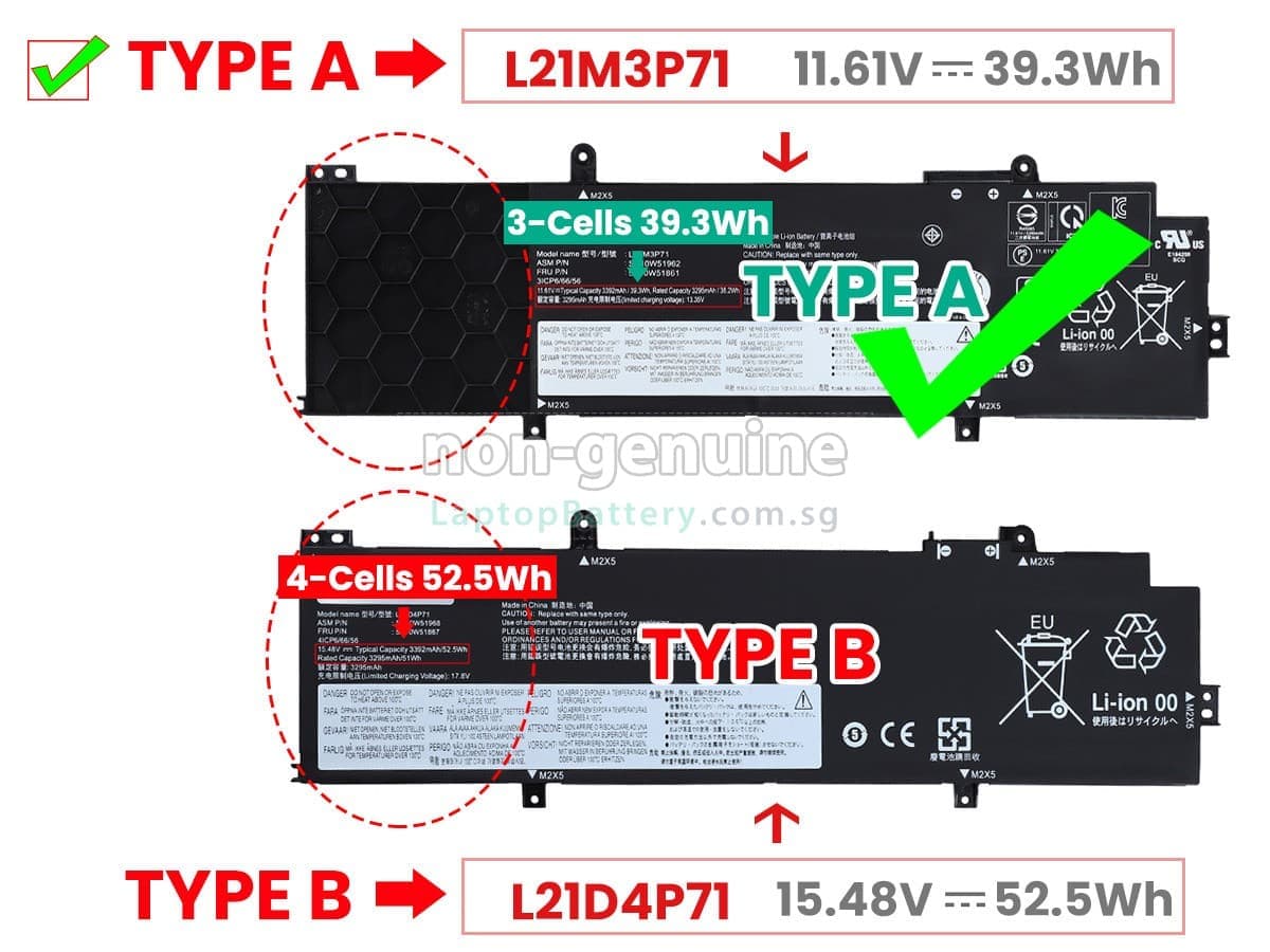 Batería Original Lenovo L21M3P71 para ThinkPad T14 Gen 3/4 - 39.3Wh 11.61V — imagen 2