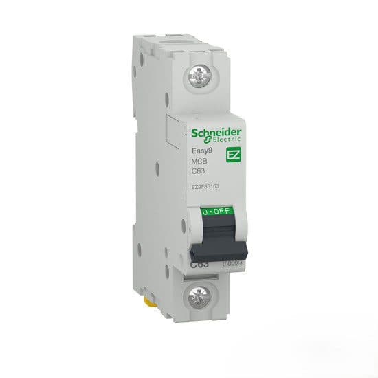 BREAKER | SCHNEIDER ELECTRIC | Easy9 | Disyuntor Miniatura MCB | C63 - 63A | EZ9F56163 | 230V AC | 1P (Un Polo) | Curva C — imagen 1
