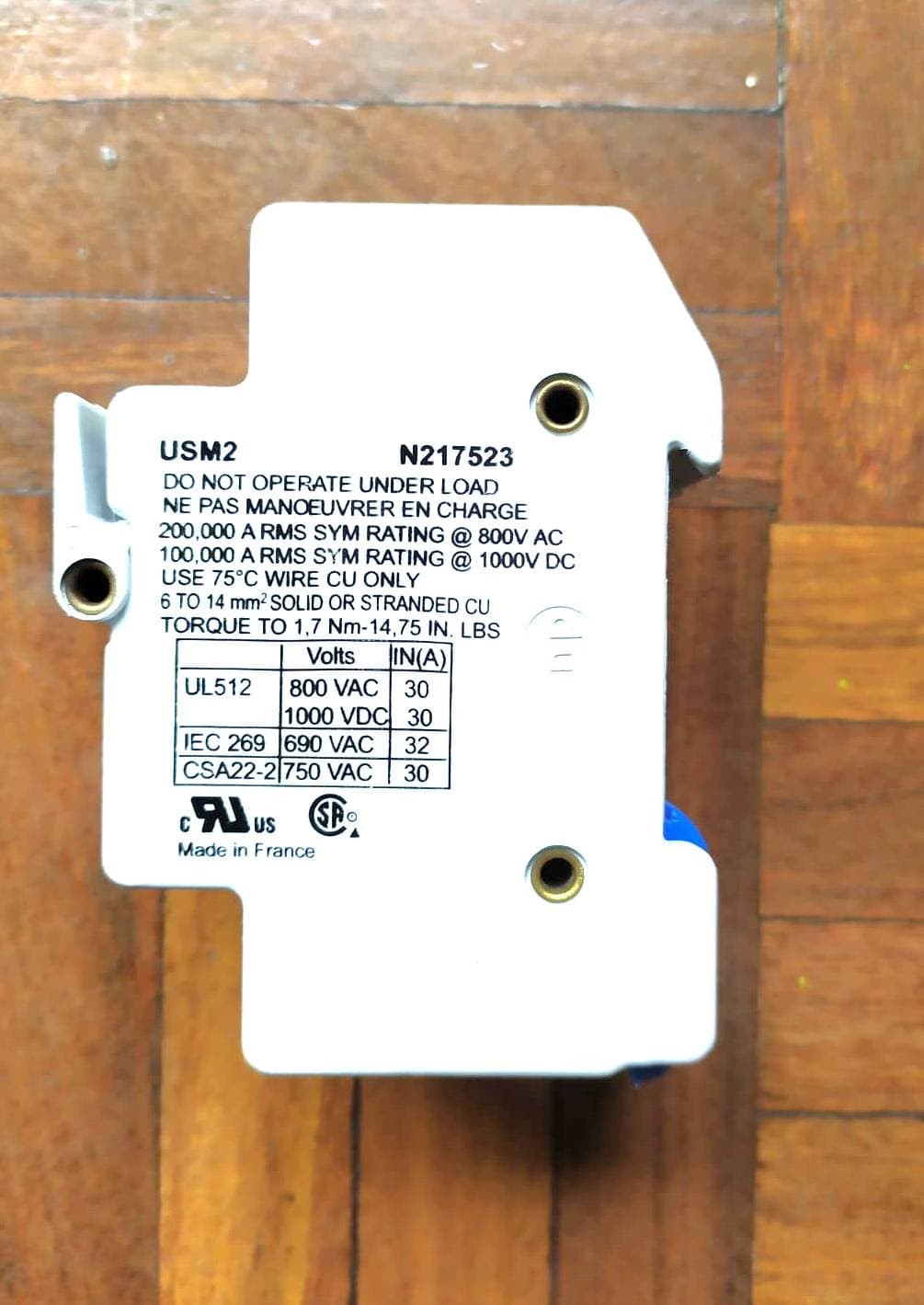 BREAKER FERRAZ SHAWMUT ULTRASAFE USM2 32A 690V SEMINUEVO — imagen 2
