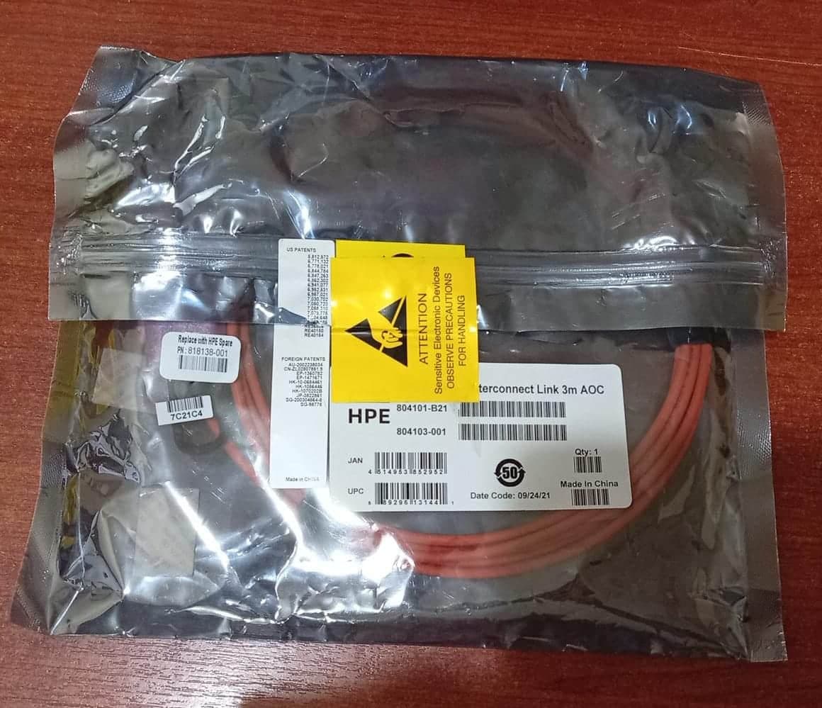Cable AOC HPE 804101-B21 3m Interconnect Link Activo Fibra Óptica Compatible Servidores HP/Dell — imagen 1