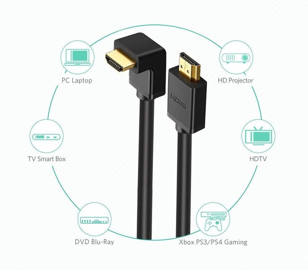 Cable HDMI de ángulo recto de 90 grados 4 K UHD 3D — imagen 3