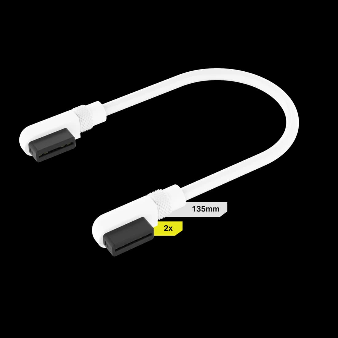 Cable iCUE LINK (Corsair) 2×135 mm Slim 90° Blanco — imagen 1