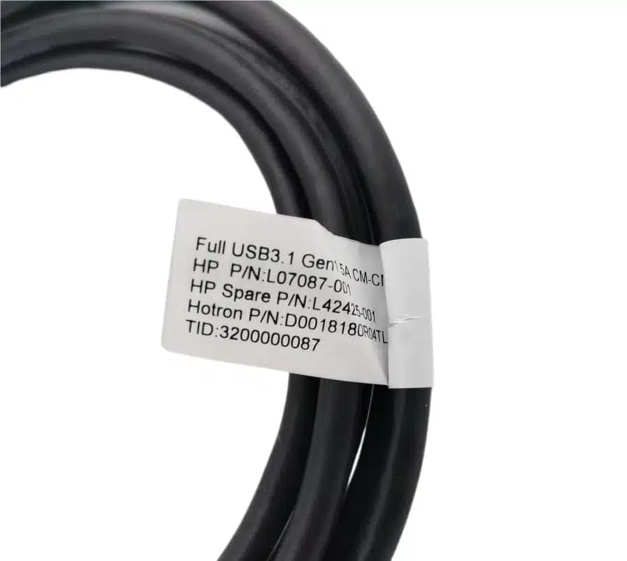 Cable USB-C a USB-C 3.1 HP L07087-001 Gen1 5A 6ft (1.8m) Original L42425-001 — imagen 3
