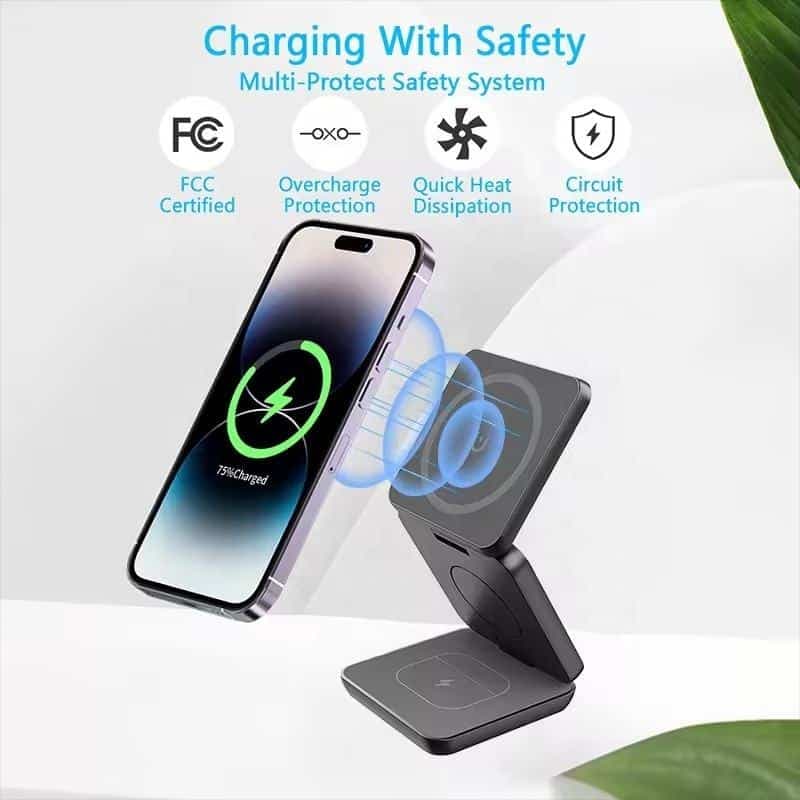 Cargador Inalámbrico Multifuncional 3 en 1 TN‑WC10 Soporte Plegable para Celular, Reloj y Audífonos — imagen 7