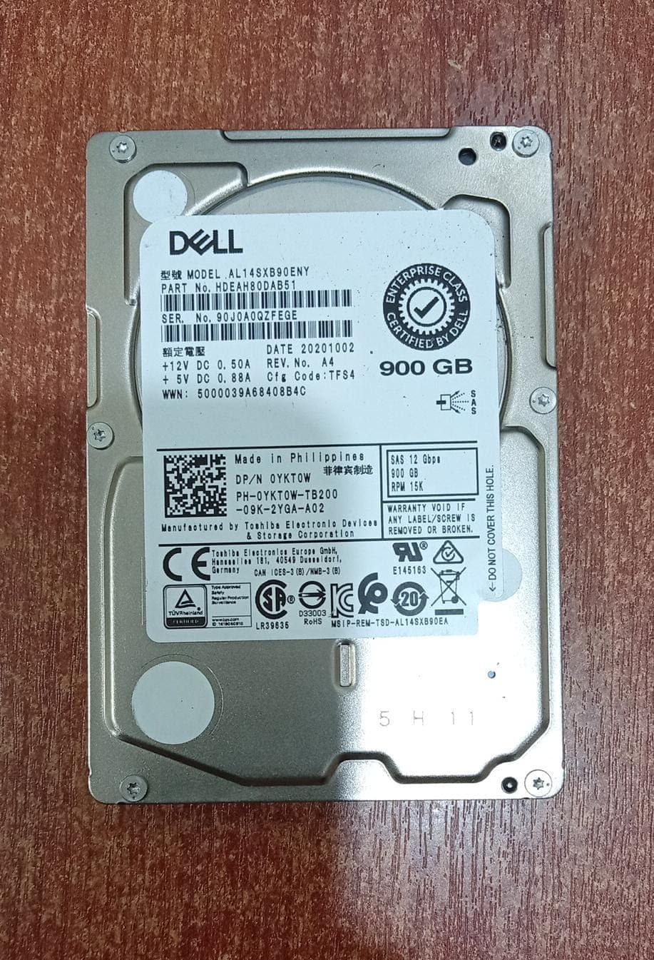 Disco duro Dell AL14SXB90ENY 900GB 15K SAS 2.5″ (nuevo) — imagen 1