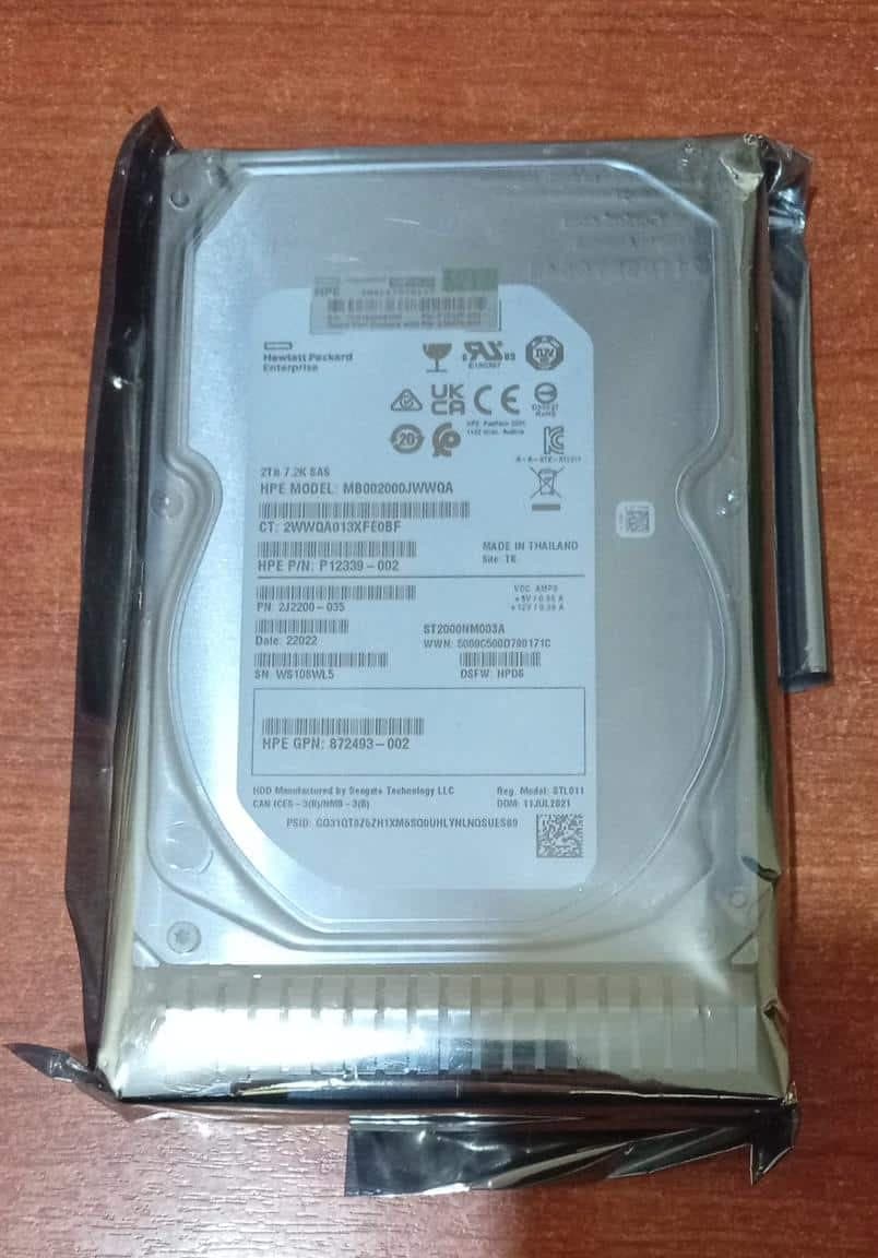 Disco Duro HDD HP 2TB SAS 7.2K MB002000JWWQA / ST2000NM003A con Caddy para Servidor — imagen 1
