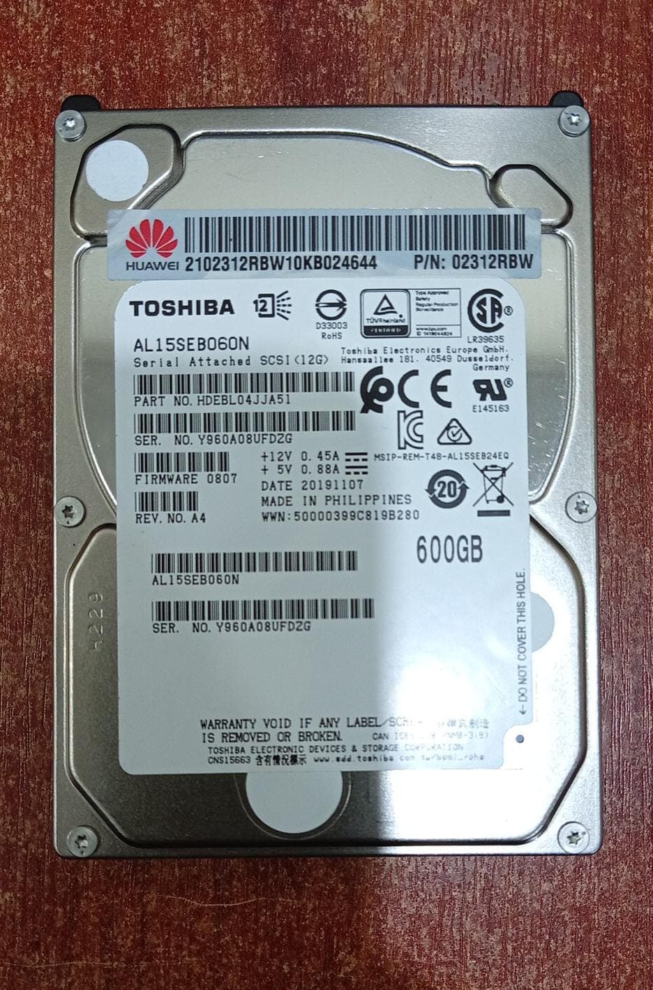 Disco Duro Interno Toshiba AL15SEB060N 600 GB 2.5″ SAS 10 500 rpm – Seminuevo — imagen 1