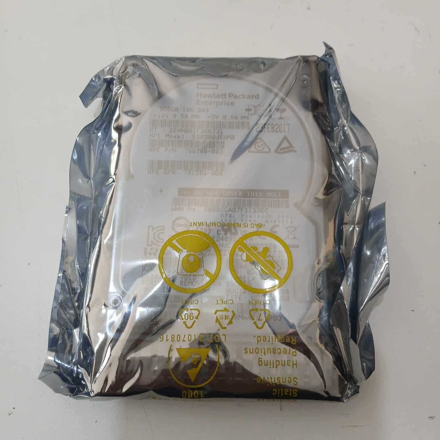 Disco HPE 900GB 10K SAS 12G SFF Hard Drive | Modelo EG0900JEHMB | Part 768788-003 — imagen 2