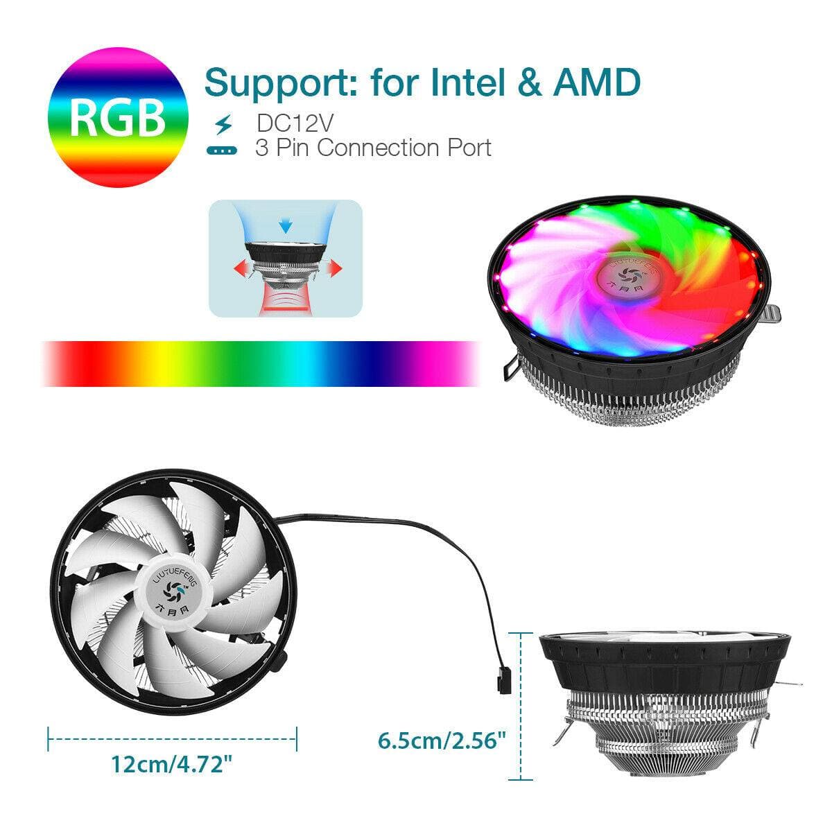 Disipador Cooler Ventilador Enfriador CPU LED RGB — imagen 2
