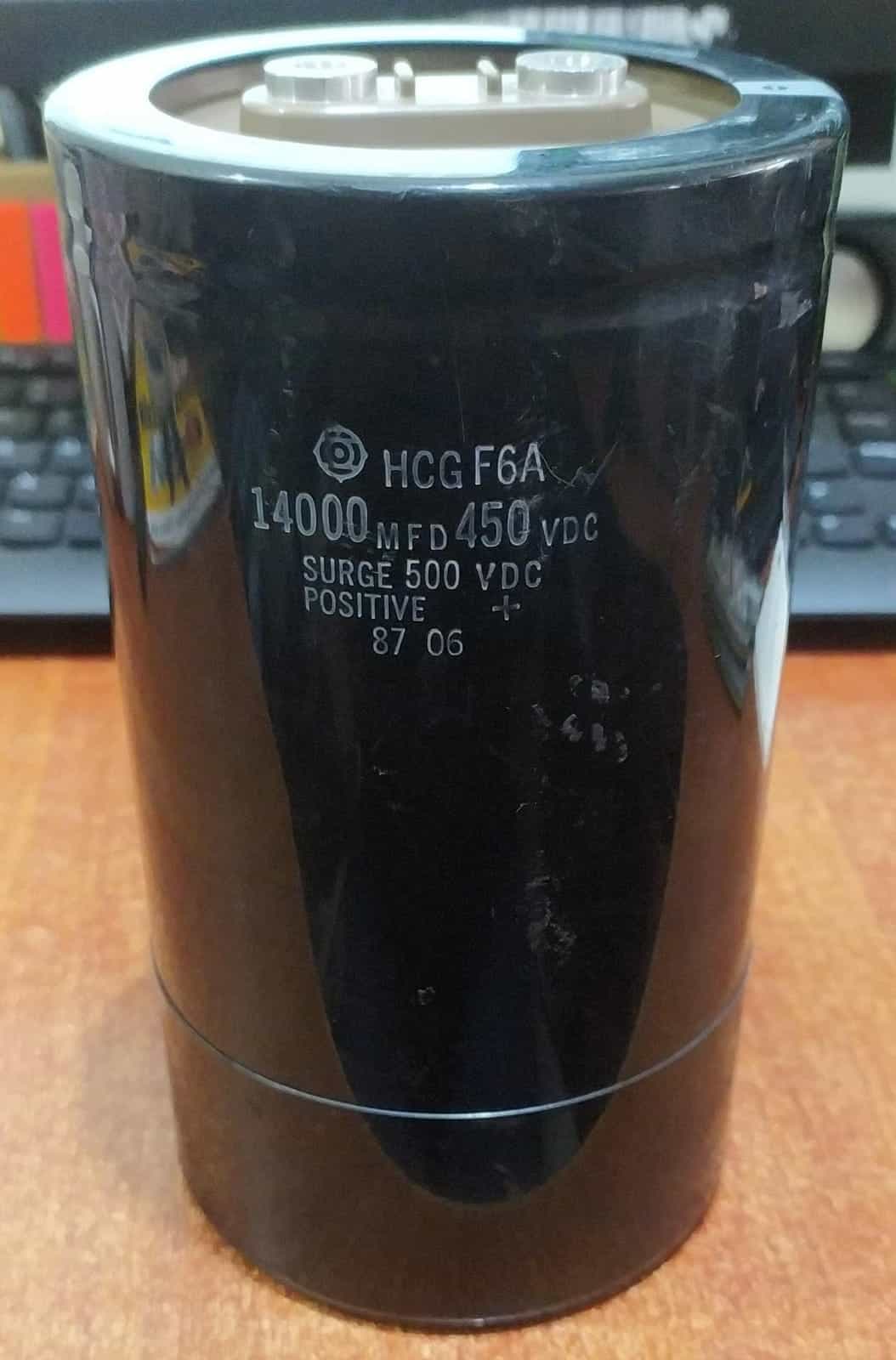 Filtro (Condensador) HCG 14 000 µF 450 VDC Surge 500 V – Usado, 17 cm alto — imagen 1