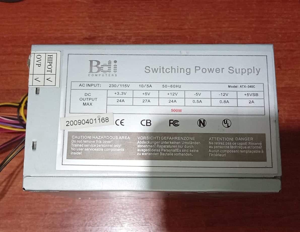 Fuente de Poder ATX BDI ATX-340C 500W Switching Power Supply para PC de Escritorio — imagen 1