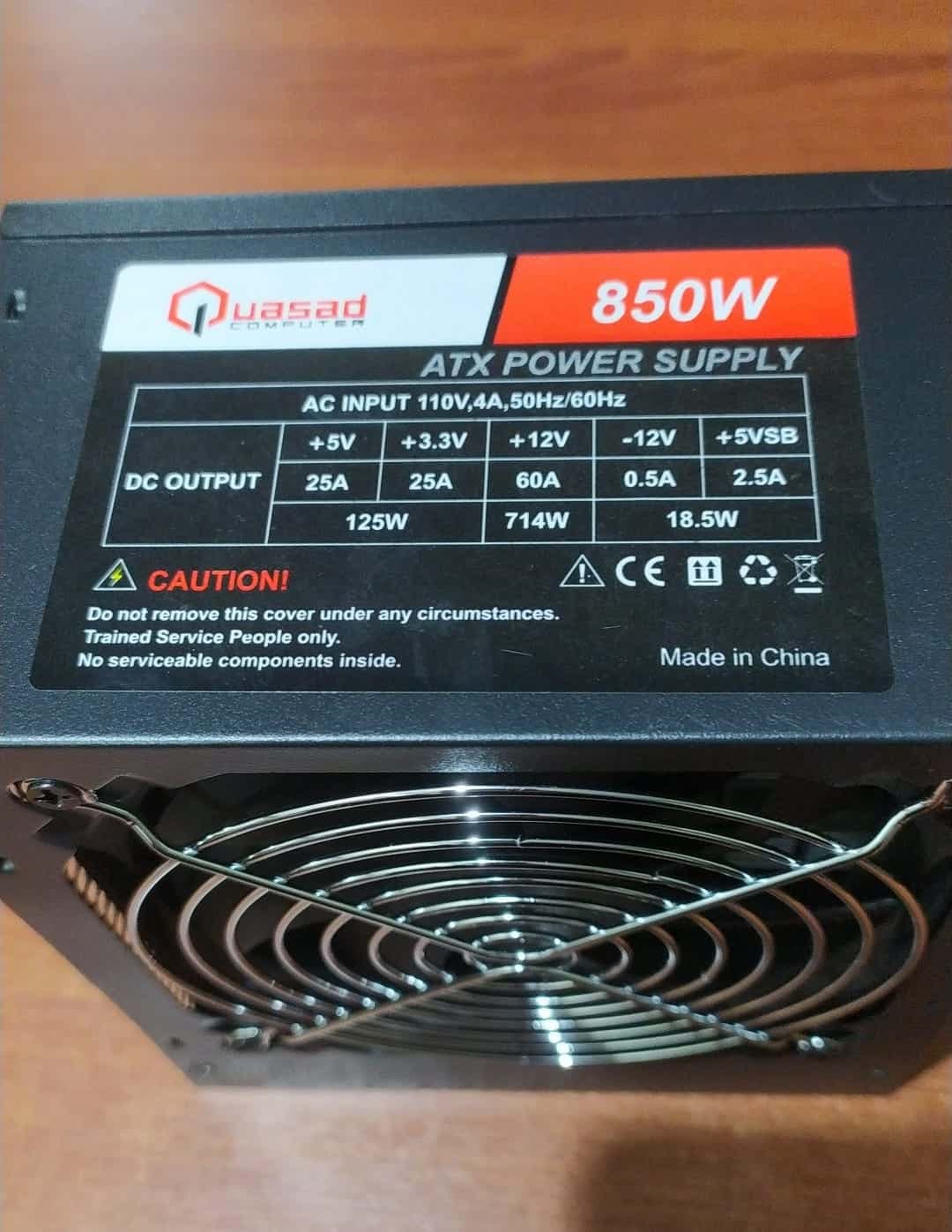 FUENTE DE PODER | ATX POWER SUPPLY | QUASAD | 850W | 24PIN 2SATA P4 | 110V 4A — imagen 2