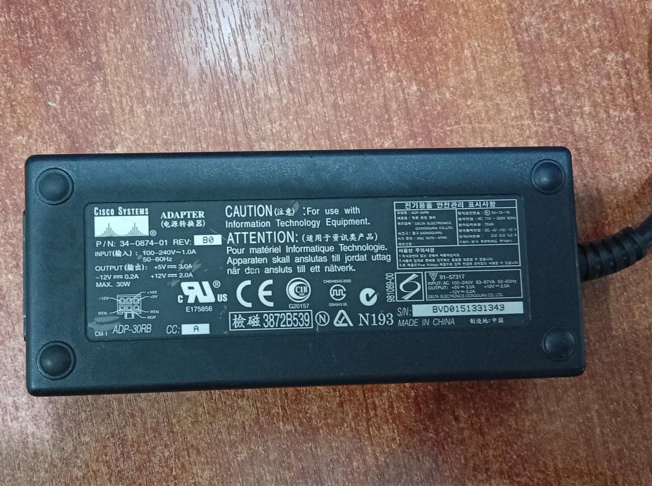 Fuente de Poder Cisco ADP-30RB 34-0874-01 30W 6 Pines Para Router 1700 1720 1721 PIX 506 — imagen 2