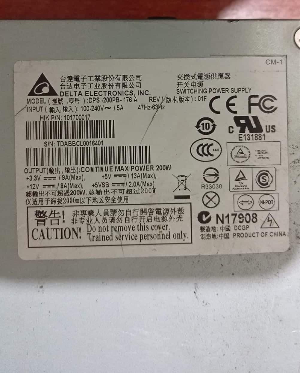 Fuente de poder conmutada Delta Electronics DPS‑200PB‑176 A 200 W usada — imagen 5