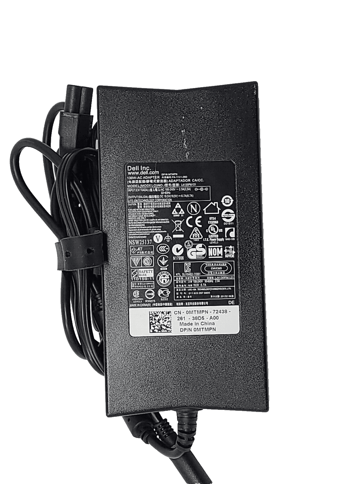 Fuente de poder Dell LA130PM121 130W – Original, Seminueva, Punta gruesa 7.4 × 5.0 mm — imagen 2