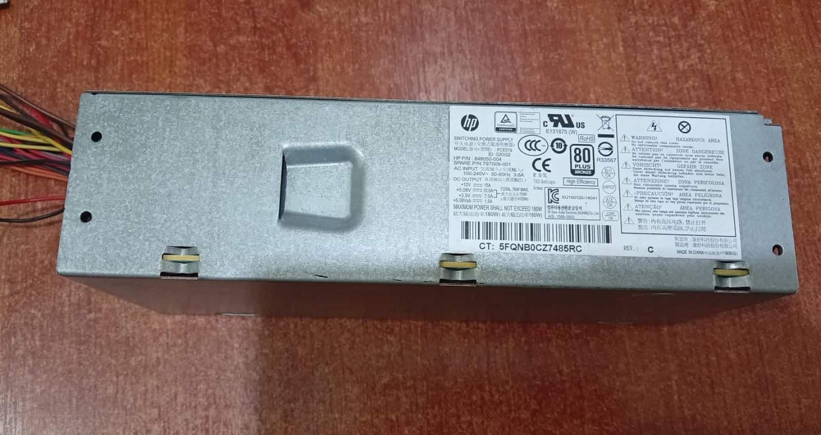 Fuente de poder HP PCE019 180 W 80+ Bronze para HP ProDesk / Slimline – Seminuevo — imagen 1
