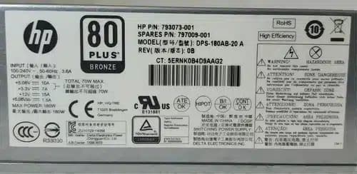 Fuente de poder para PC | HP Prodesk - Pavilon | DPS-180AB-20 A | 180W | 797009-001 | 848050-003 — imagen 3