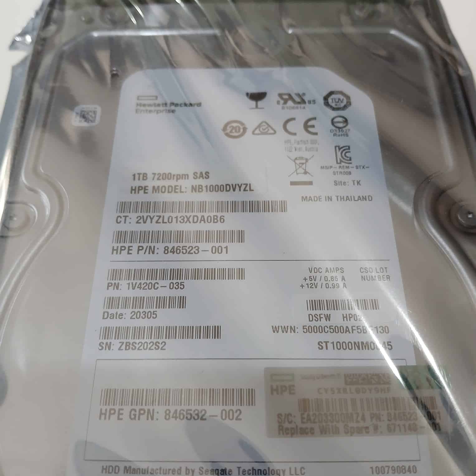 Disco Duro HP HPE MB1000DVYZL 1TB 7.2K RPM SAS 6Gbps 3.5" LFF — Nuevo Sellado — imagen 2