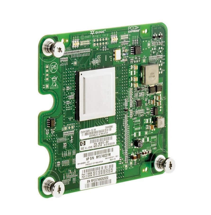 HP QLogic QMH2562 8Gb Fibre Channel Mezzanine Card | P/N 451872-504 PCIe para ProLiant BladeSystem — imagen 1