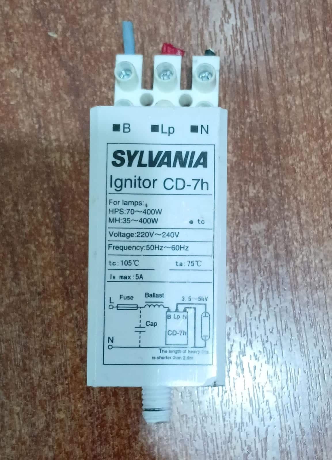 Ignitor SYLVANIA CD‑7H usado para lámparas HPS/MH 70‑400 W 220‑240 V — imagen 1