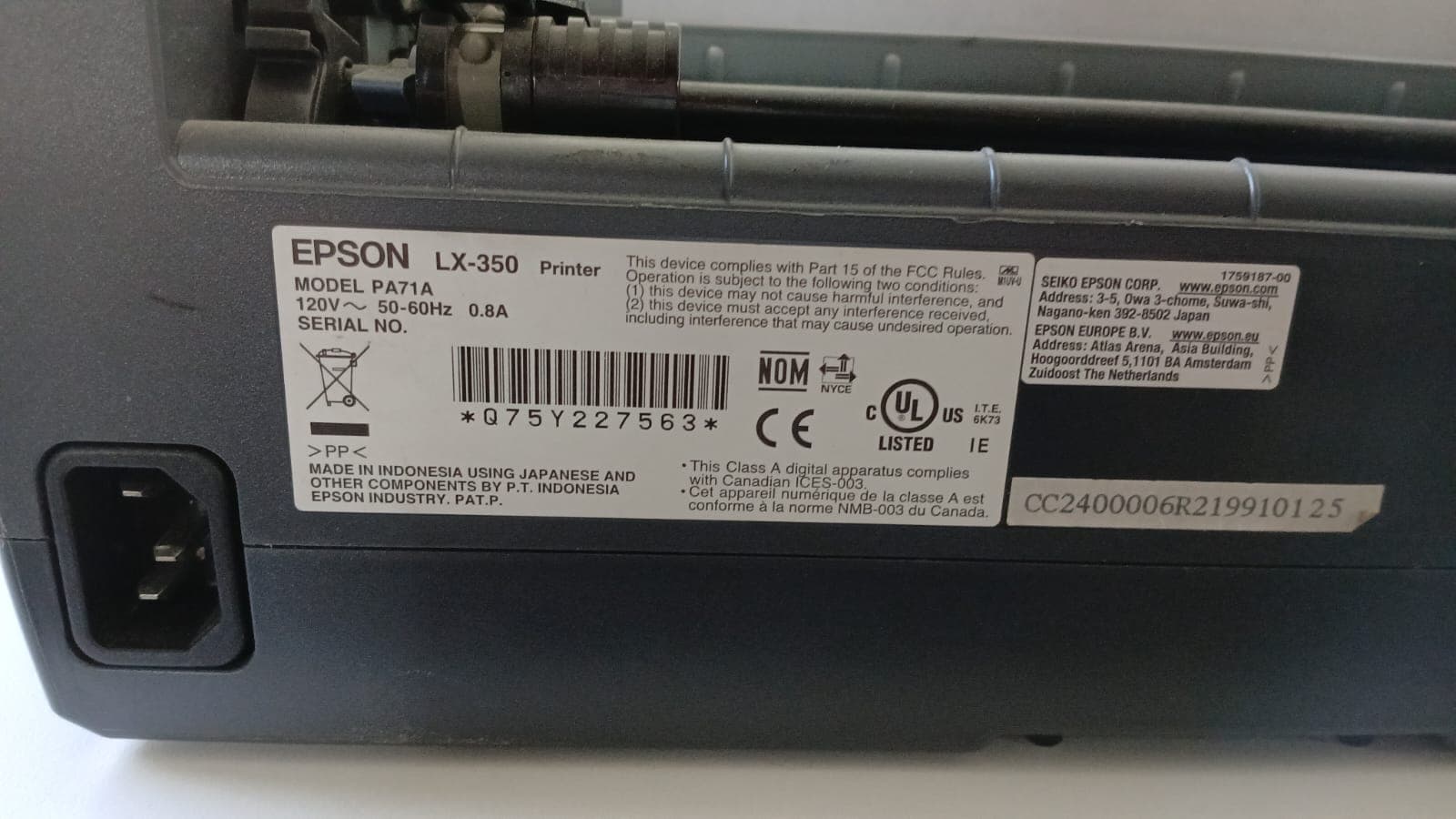 IMPRESORA EPSON LX‑350 (MATRICIAL 9 PINES) SEMINUEVA IDEAL PARA FORMAS CONTINUAS — imagen 4
