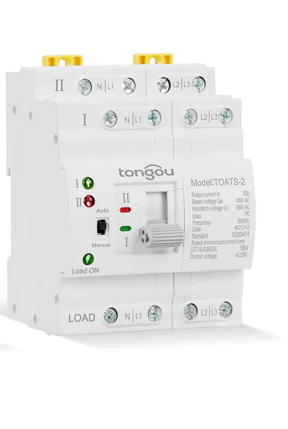 Interruptor de transferencia automática | Riel DIN TOATS 4P - 220V 63A | TONGOU | ATS — imagen 3